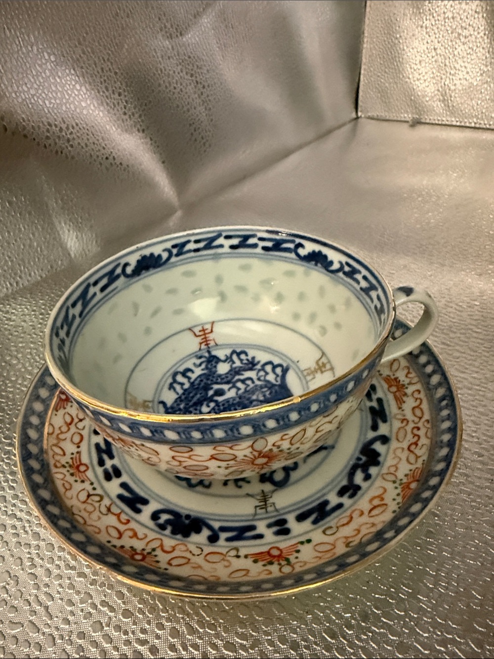 Vintage Chinese Porcelain Teacup and Saucer